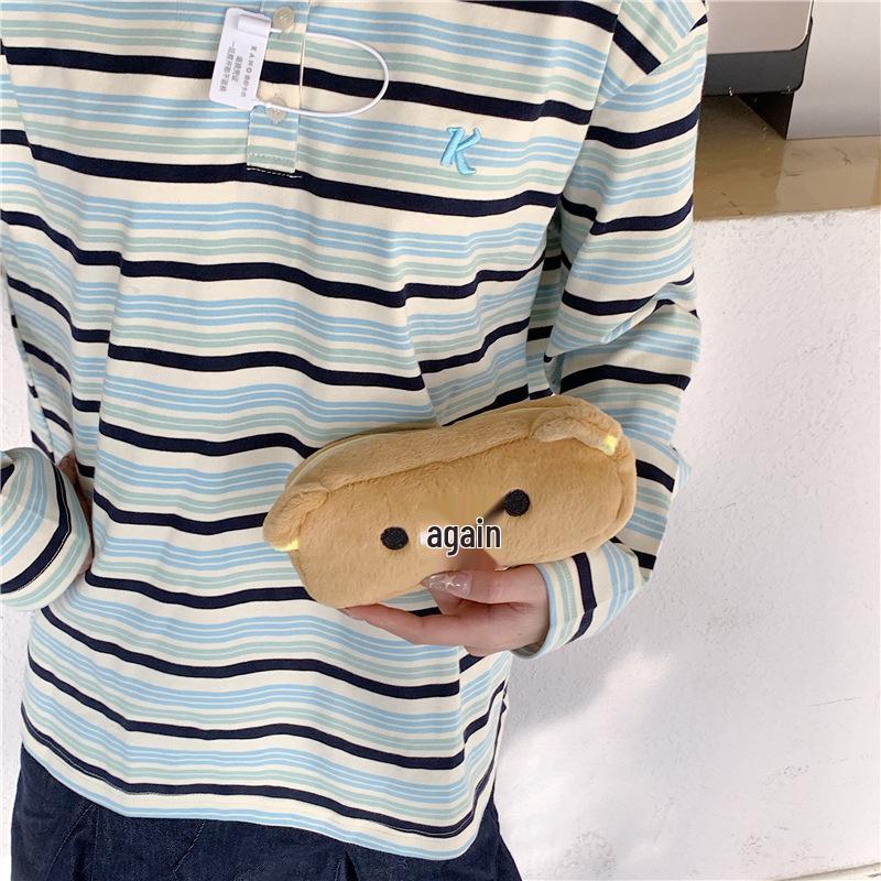 Cartoon Plush Pencil Case: Cute & Large Capacity Stationery and Makeup Brush Storage Bag for Students