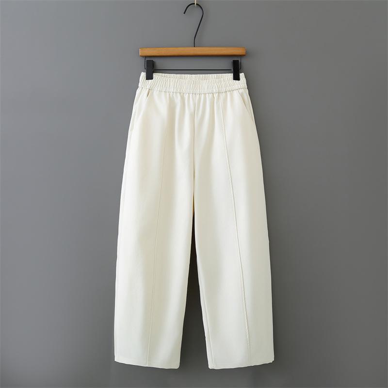 2026 Spring High Waist Plus Size Elastic Cropped Pants for Women: Slimming, Casual Banana Style