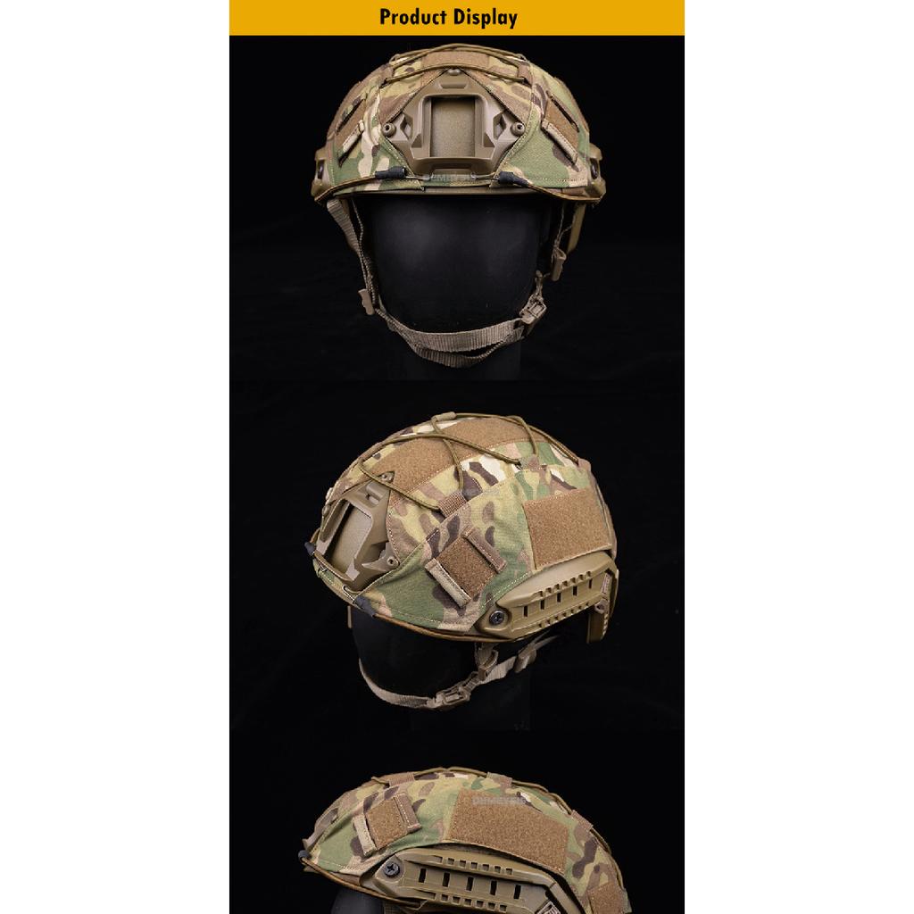 Airsoft Helmüberzug Tarnung Taktisch FAST Helm Stoff Jagd Schießen Helm Zubehör mit Elastischer Kordel Geschwindigkeits Sensoren 6