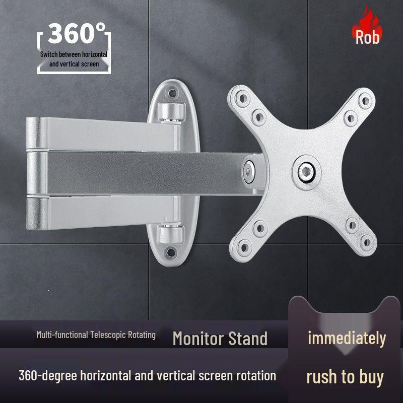 Universal Adjustable LCD Monitor & TV Wall Mount with Retractable, Rotating Arm