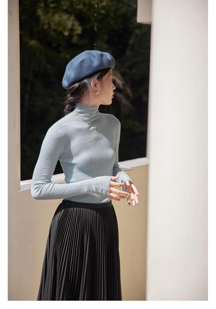 Nai Fufu Women's High-Neck Slim-Fit Wool Knit Sweater: Luxurious Autumn/Winter Base Layer