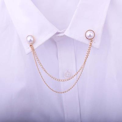 Double Layer Collar Jewelry Girl For Men Women Brooches Korean Pin Collar Brooch Pearl Collar Pin