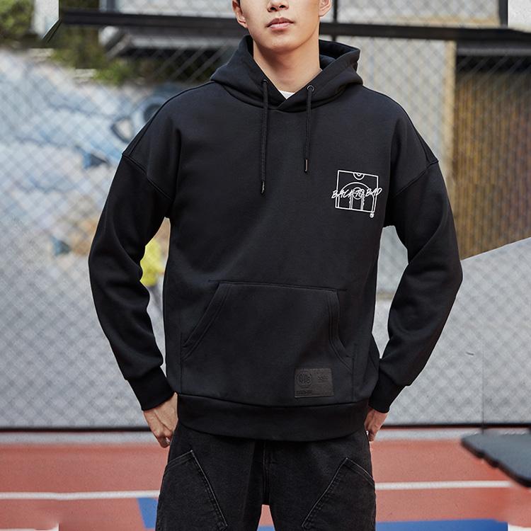 Li-Ning Sports Basketball Series Fleece-Lined Pullover Long-Sleeve Sweatshirt Men Tops Black AWDQ767-3