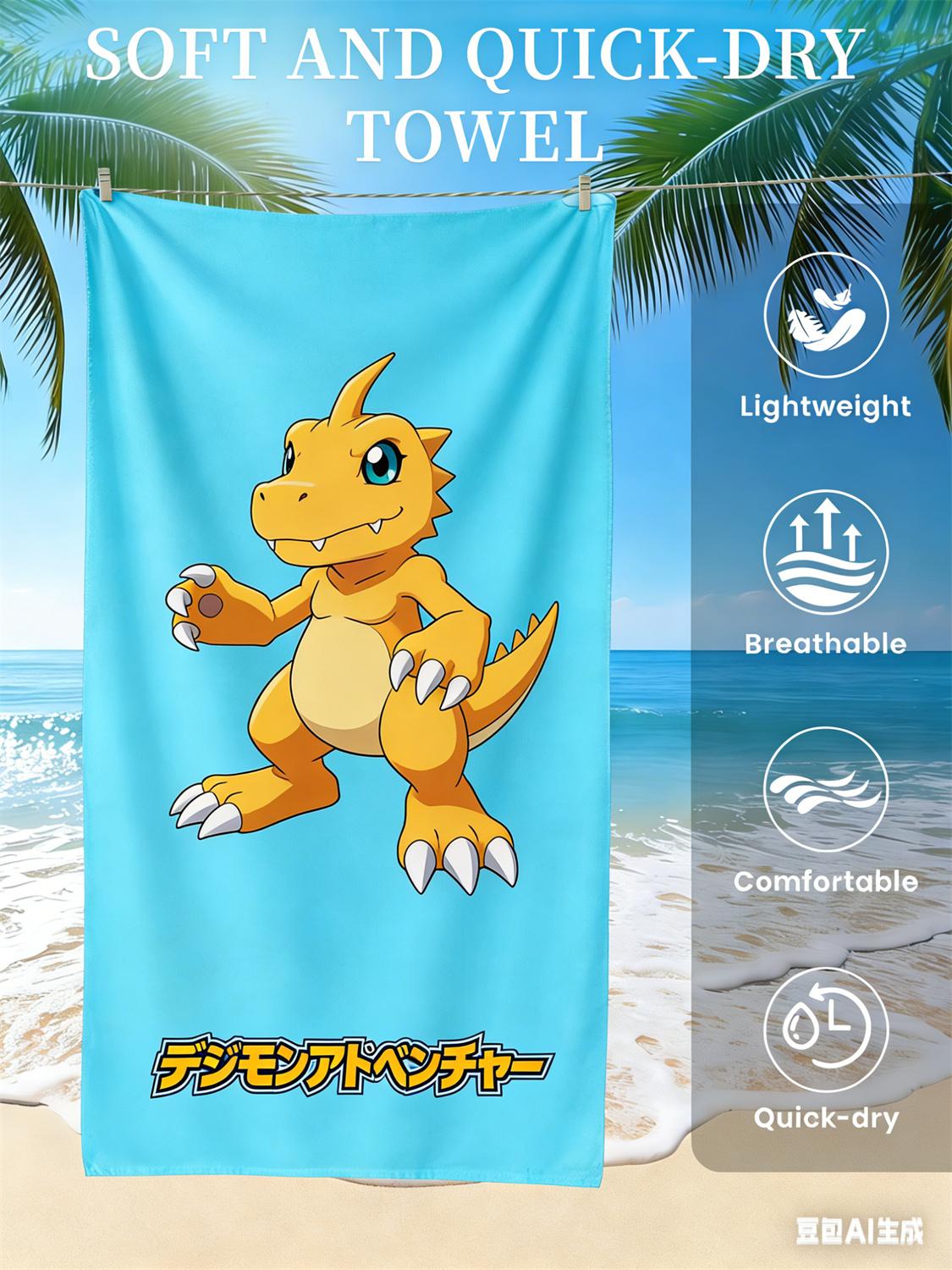 

Digimon Beach Towel, Anime Fan Favorite Character Print Quick-Dry Towel for Beach, Pool, Summer Vacations and Anime Enthusiasts W30*H60(CM)