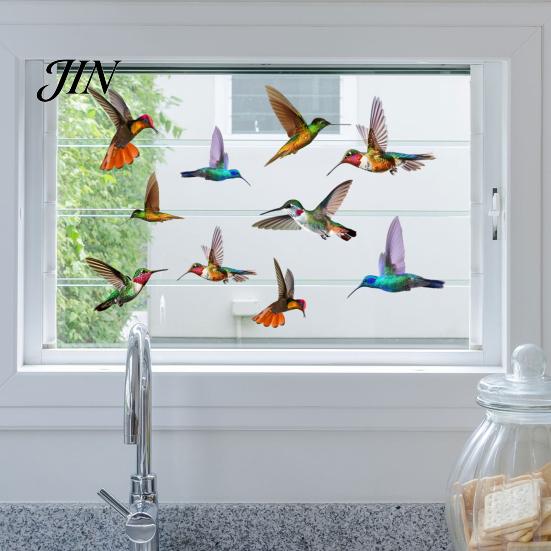 Bird Strike Deterrent Hummingbird Window Clings, Protection Decals, Removable PVC Anti-Collision Static Stickers Safe Cling for Glass Doors