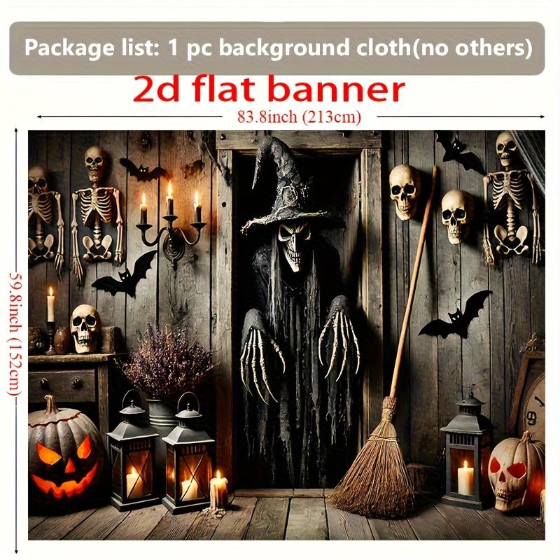2D flat canvas, 1 piece, eerie Halloween porch scene background wall decorationzyc