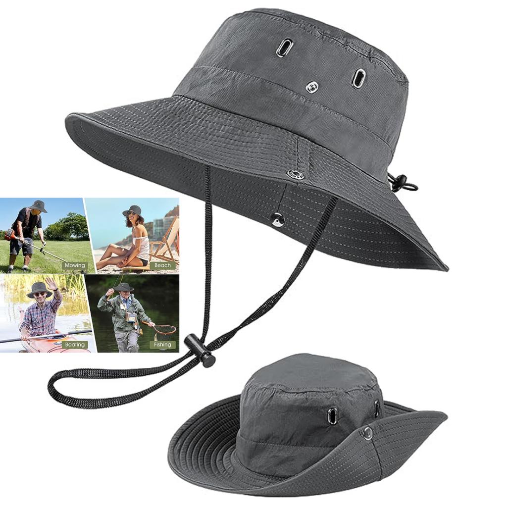 Womens Outdoor Sun Hat Summer UV Protection Bucket Safari Wide Brim Fisherman Cap Cowboy Men Fishing Hiking Beach Hats