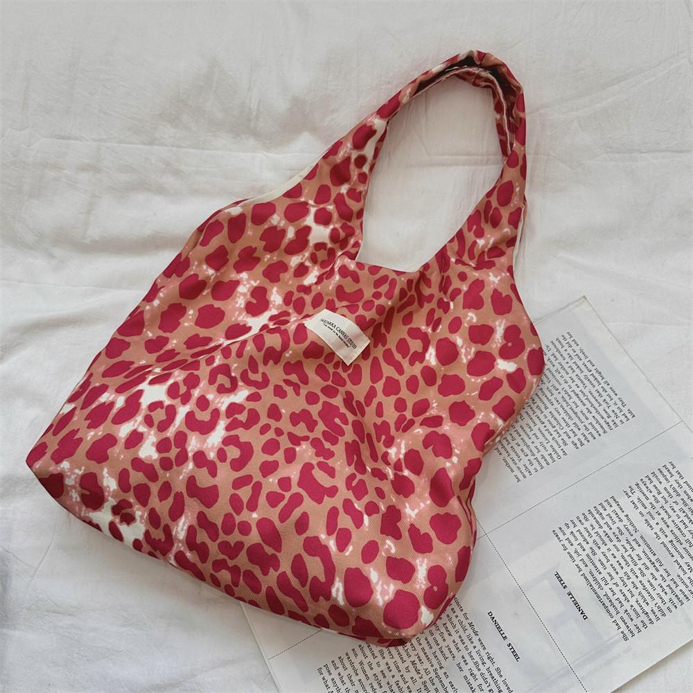 Stylish Leopard Print Tote Bag For College Students Spacious Casual Shoulder Bag In Pink Brown Gray