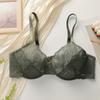 Women Olive Green Lace Bra Underwire Supportive Full Cup Comfortable Everyday Lingerie
