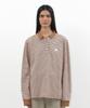 PARTIMENTO WOMEN Striped Long Sleeve Polo Tee_Salmon