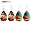 Colorful Mountain Abstract Painting PU Leather Earrings for Women Creative Lively Earrings Tears Earrings Jewelry Matching for Wedding Gift