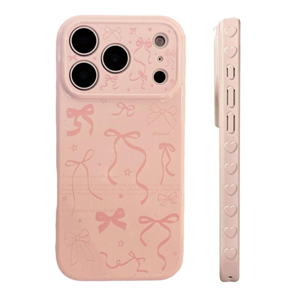 Pink bow phone case suitable for iPhone 16, iPhone 17, and iPhone 17 Pro Max