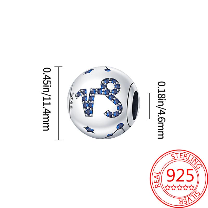 White Zircon Twelve Zodiac Signs Simple Authentic Original Copper Metal Charm Bead Components Gemini Virgo Bead Components Compatible With Bracelet