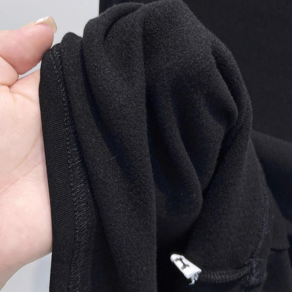 Women's Slim-Fit Fleece-Lined Mid-Collar Long-Sleeve Top - Warm and Versatile for Autumn and Winter