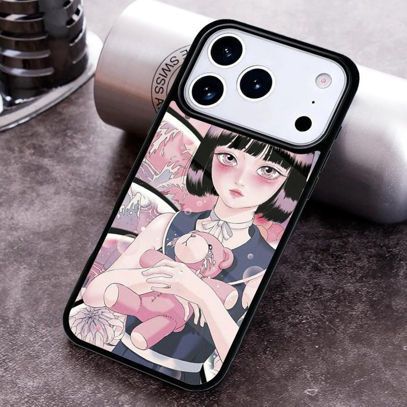 Cartoon Girl illustration Phone Case For iPhone 17 16 15 14 13 12 11 Pro Max Plus 17Air Soft Silicone Cover
