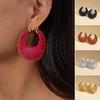 Boho Summer Beach Earrings Faux Leather Circular Earrings Geometric Hoop Earrings for Women