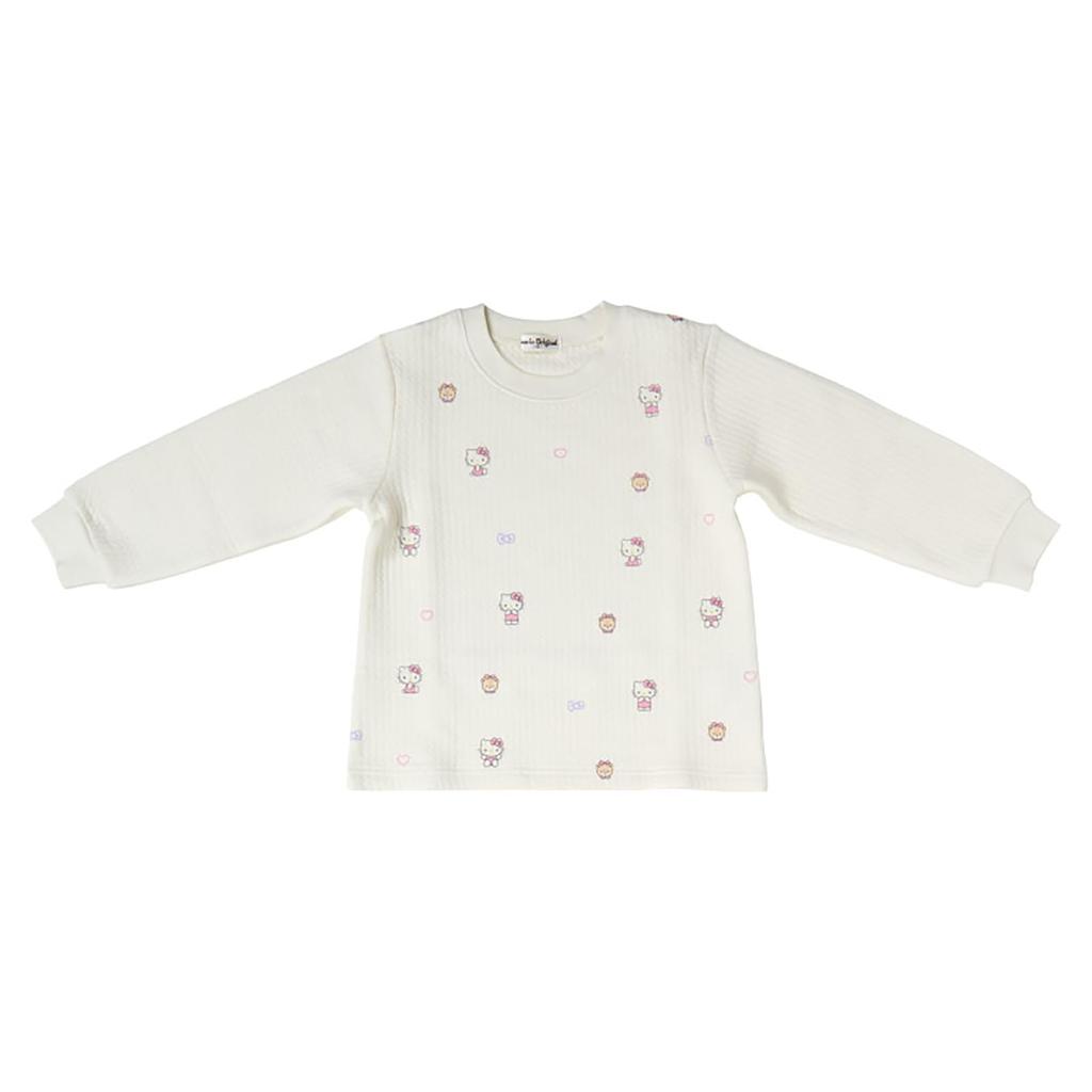 Sanrio Kids' Quilted Pajamas, Hello Kitty, 120cm, 100% Cotton, Long Sleeve, Top and Bottom Set, 237337