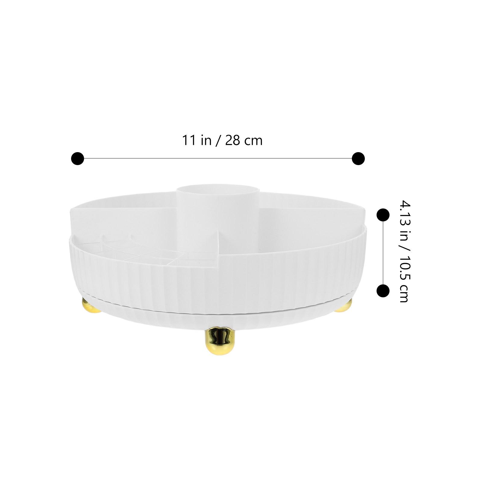 Rotating Makeup Organizer Skincare Storage Tray Desktop Vanity Bathroom Countertop Perfume Lipstick Face Care Turntable белый