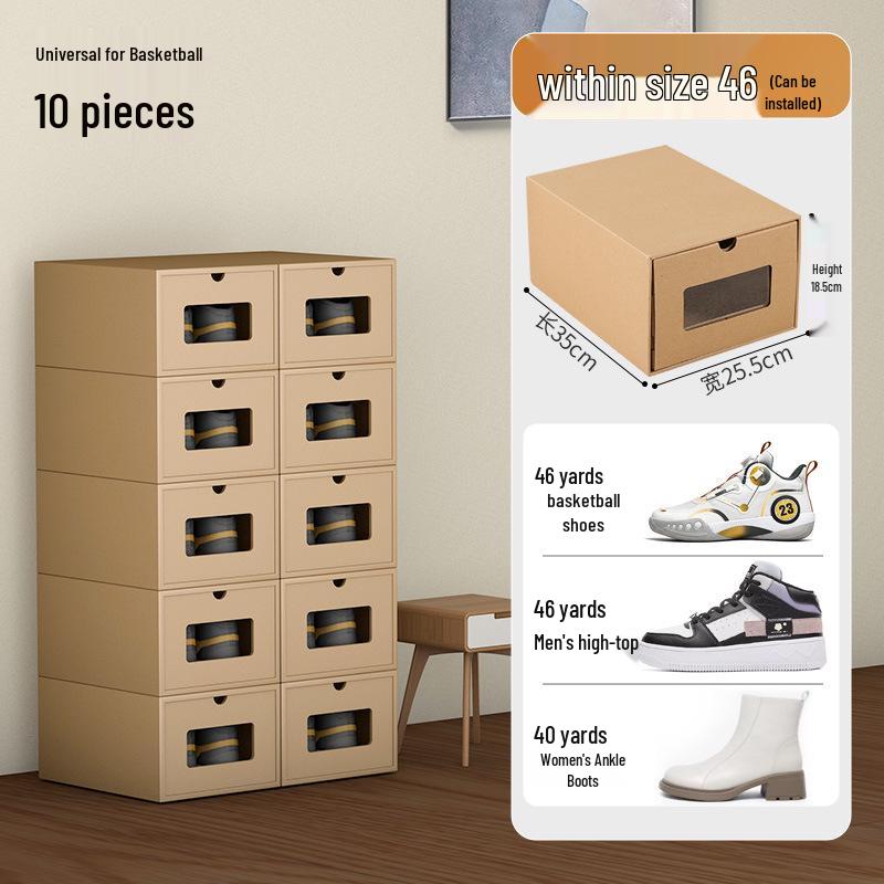 Schuhregal: Platzsparende transparente Kraftpapier-Aufbewahrungsboxen
