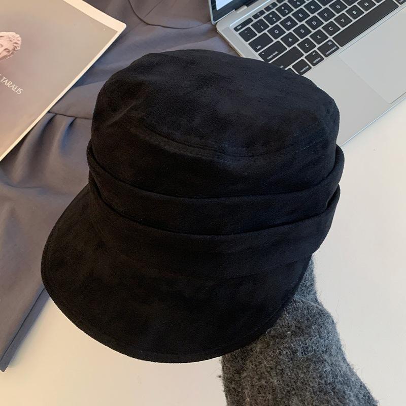 Suede pleated flat-top equestrian hat, new vintage vintage newsboy hat, casual versatile face-enhancing baseball cap