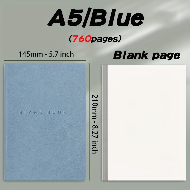 A5 760 Page Notebook -Ultra Thick Blank Journal for Sketching & Doodling, Artificial Leather Soft Cover Gift for Students Adults