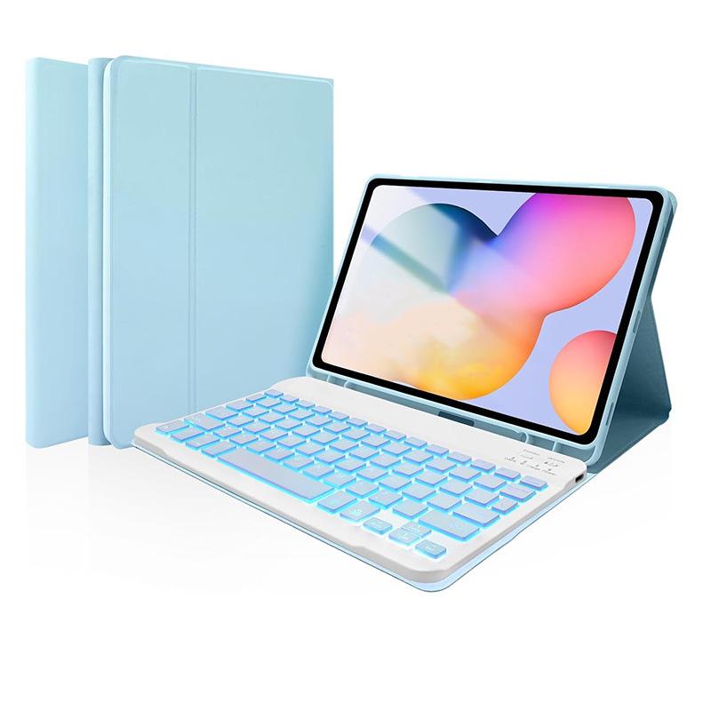 Samsung S6 Lite Tablet Case with Backlit Bluetooth Keyboard, Magnetic Suction, and Pen Slot