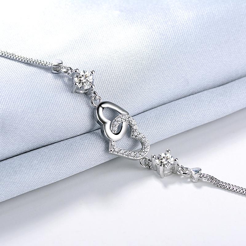 

Корейский браслет-сердце из стразов и аметиста, модный, трансграничный, для женщин алмаз/белый