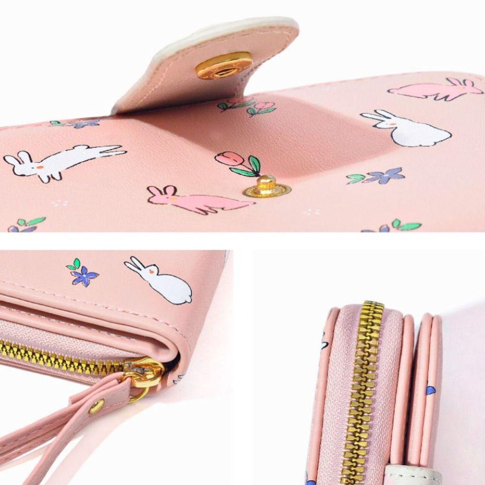 Lovely Rabbit Purse Bag Short PU Leather Wallet Sweet Rabbit Folding Wallet Women