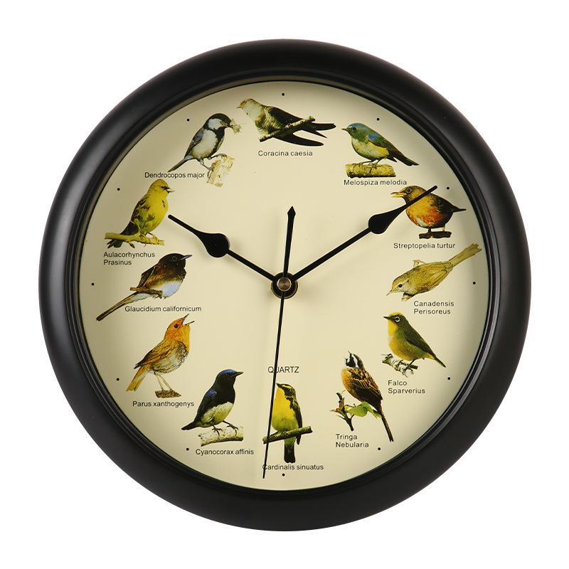 10inch Quartz Singing Bird Wall Clock with Names Songs For Home Decoration