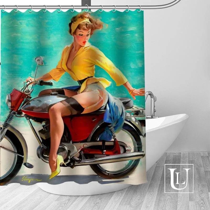 Big Sale New Custom pin up girl Modern Shower Curtain with Hooks bathroom Waterproof Polyester Fabric