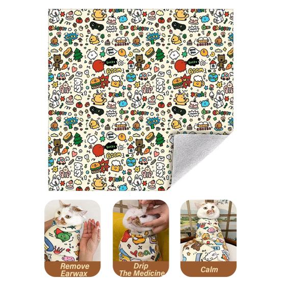Cat Grooming Wrap Self-Adjusting Soft Microfiber Cat Restraint Bag Anti-Scratch Restraint Blanket for Nail Trimming Medication And Pet Care