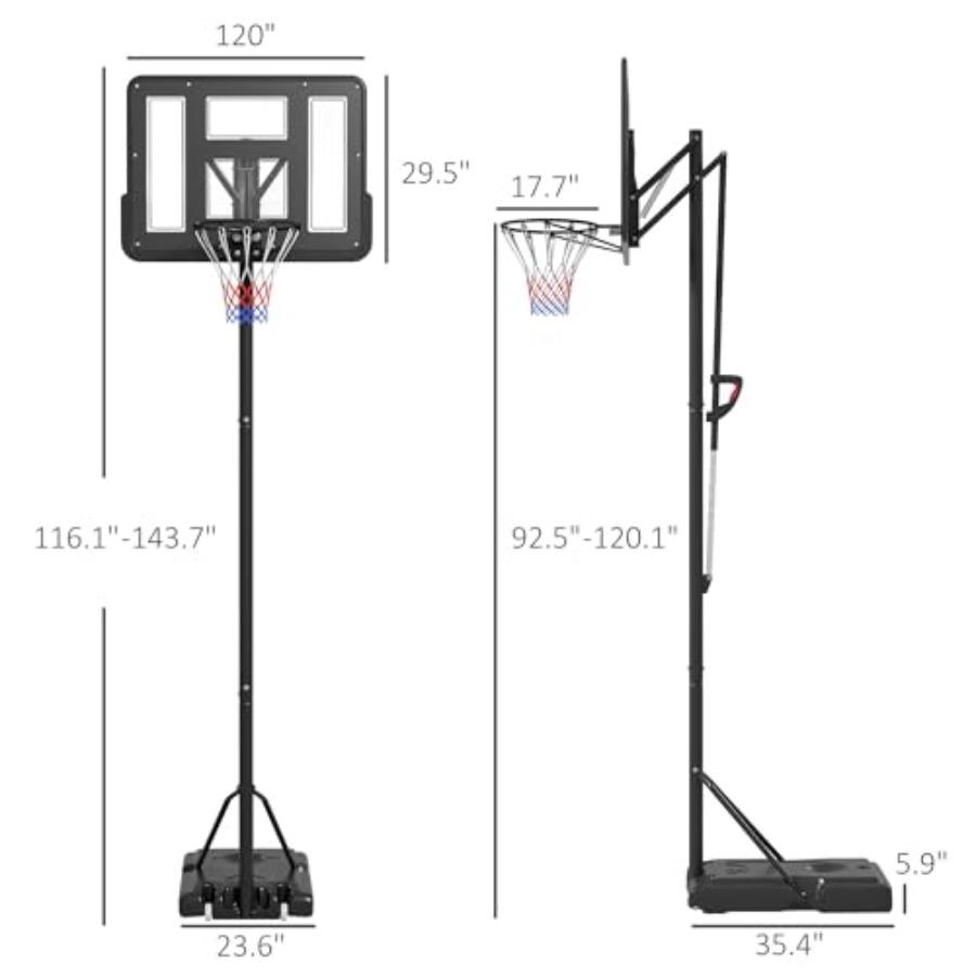 Portable Basketball Hoop with Height Adjustable from 7.7 To 10 Feet Featuring a 43Inch Shatterproof Backboard Integrated Wheels