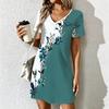 Mode d'été Robe pour femme à col en V Imprimé Artistique Motifs Floraux Robes Courtes Sexy
