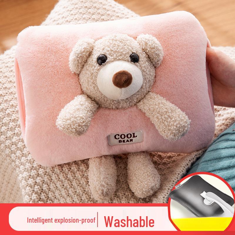 Rechargeable Plush Hot Water Bottle Hand Warmer - Cute Explosion-Proof Design for Baby Girls, Winter Use.