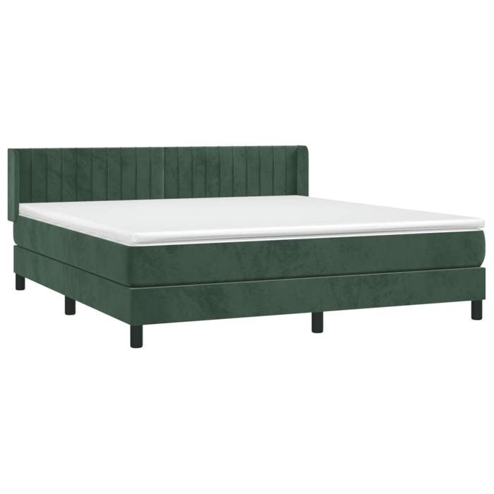 3131090 vidaXL Divan Bed and Mattress Dark Green 160x200cm Velvet