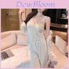 French Elegant Sleepwear Set With Lace Mesh Fabric For Women Bedroom Comfort