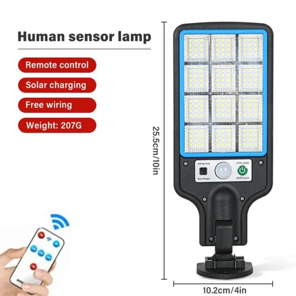 New High Power  Solar Lights 3 Lighting  Motion Sensor Solar COB Wall Lamp With Remote Control Outdoor Waterproof Street Lamp