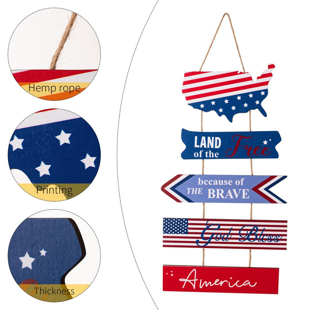 Day Independence Exclusive Wooden Hanging Decorations With Usa Flag Design Celebrations For
