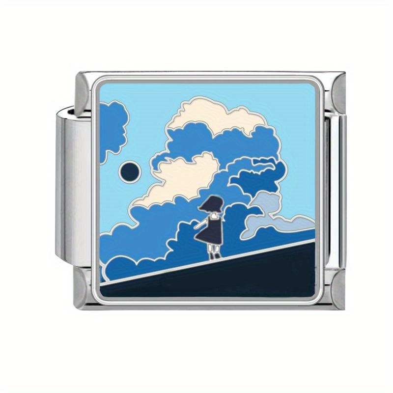 

2025 Модный Ночное небо Звезда Луна Море Итальянский Шарм Звено Подходит 9 мм Нержавеющая сталь Изготовление браслета DIY Ювелирный бисер для женщин мужчин