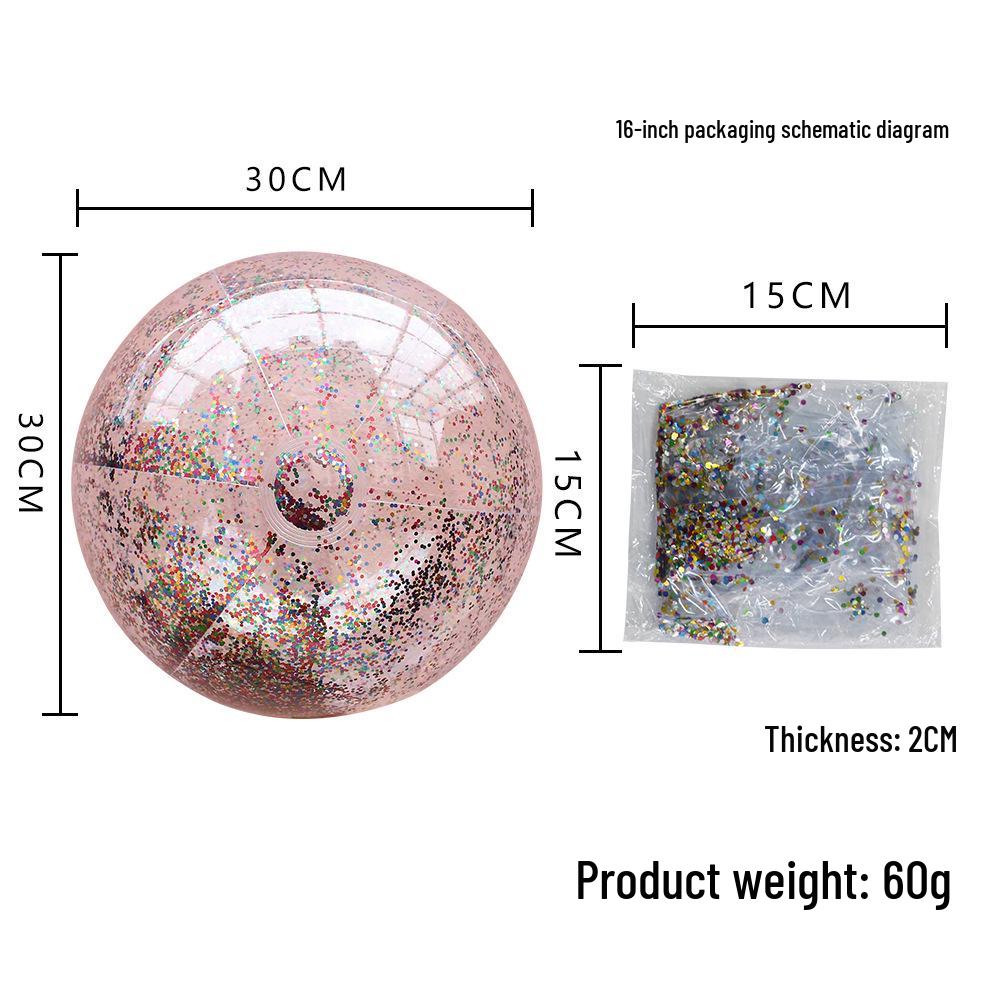 Transparent Glitter Sequin Inflatable Beach Ball - Cross-Border Advertising Balloon