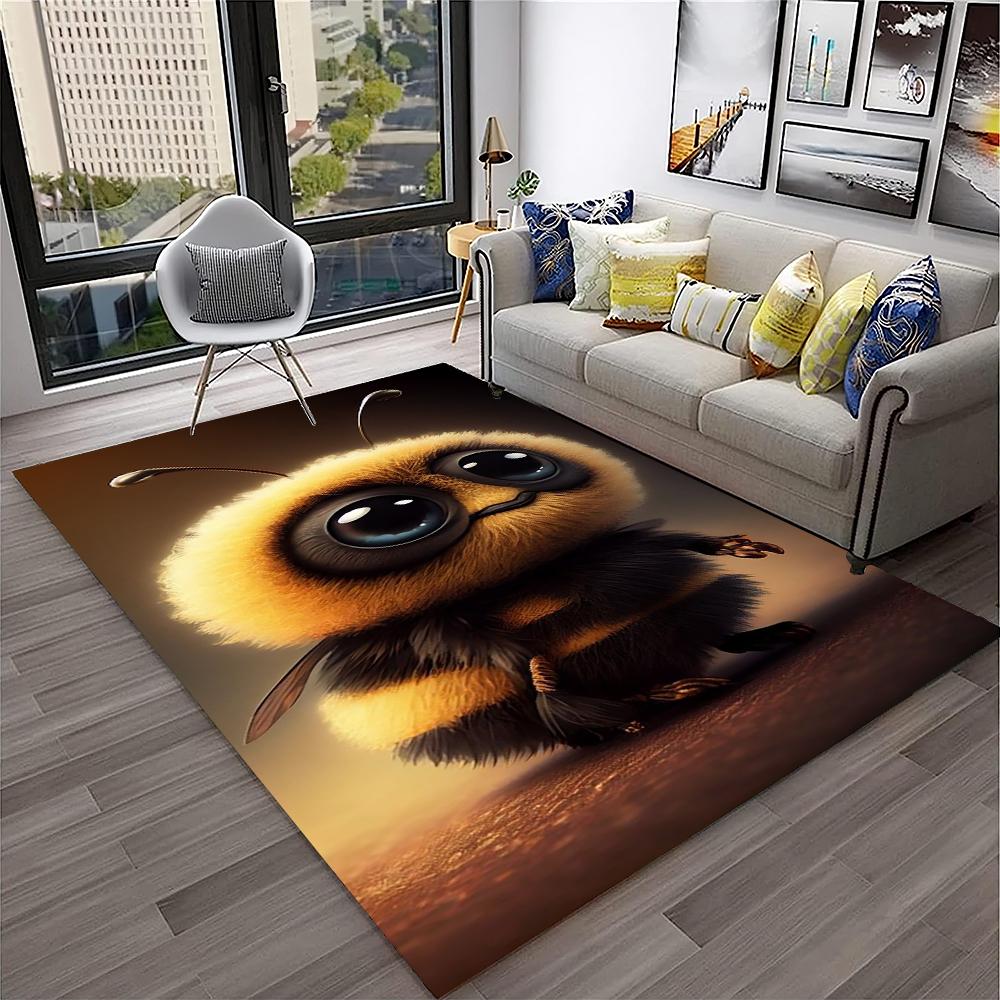 Cute Bee HoneyBee Insect Cartoon 3D Carpet Rug for Home Living Room Bedroom Sofa Doormat Decor,kids Area Rug Non-slip Floor Mat