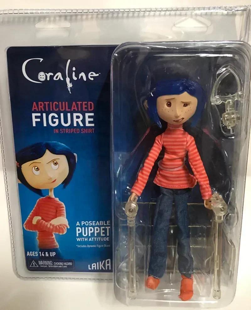 IN stock NEW NECA Coraline in Striped Shirt / Yellow Raincoat 7" ABS/PVC Action Figure Toy Doll
