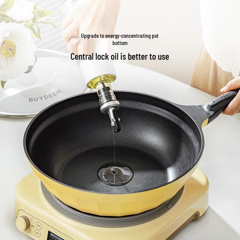 Buydeem 30cm Non-stick Flat Bottom Wok