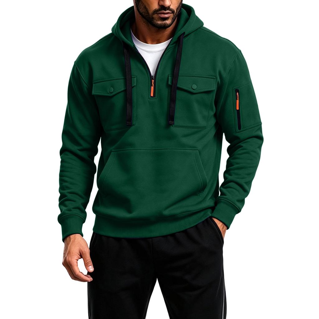 Men's Quarter-Zip Pullover Hoodie Casual Trendy Sweatshirt for and Winter