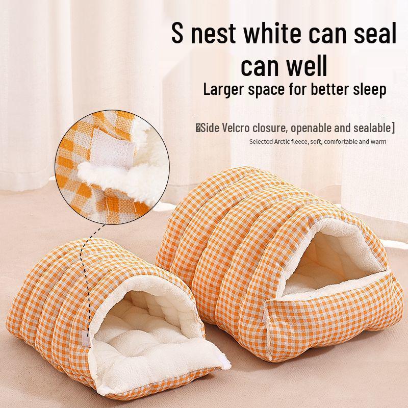 All-Season Warm Pet Nest: Cat & Dog Bed, Enclosed, Removable & Washable