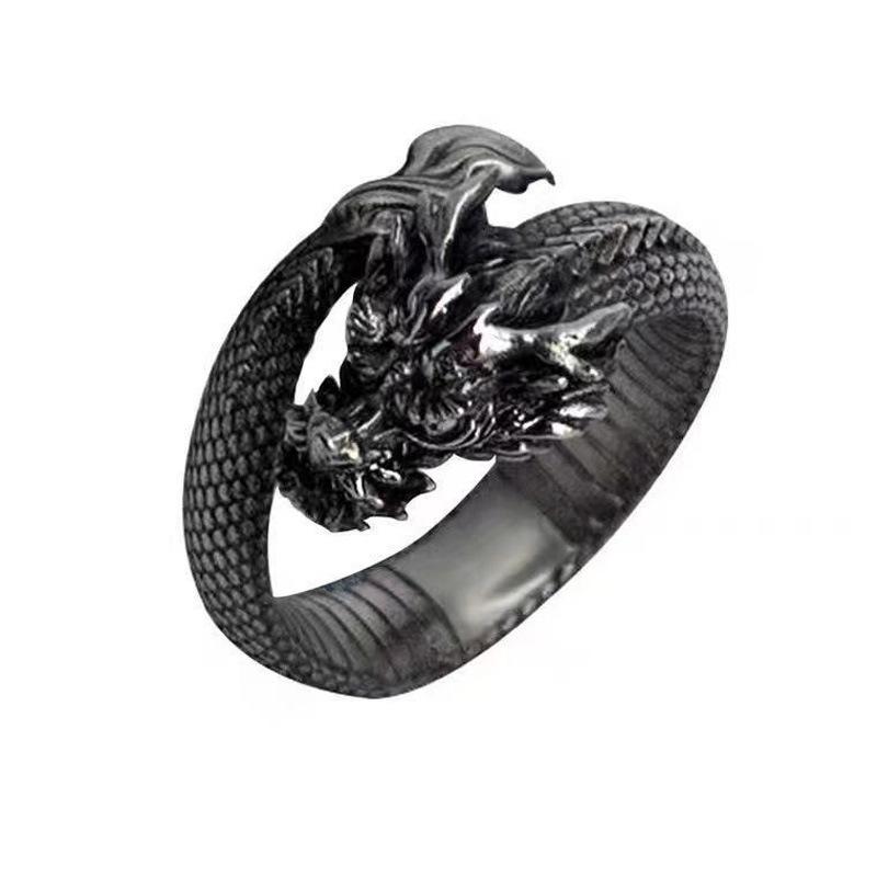 Retro Imitation Panlong Ring Men's and Women's Rings Niche Design  Advanced Sense of National Style and National Tide, Adjustable