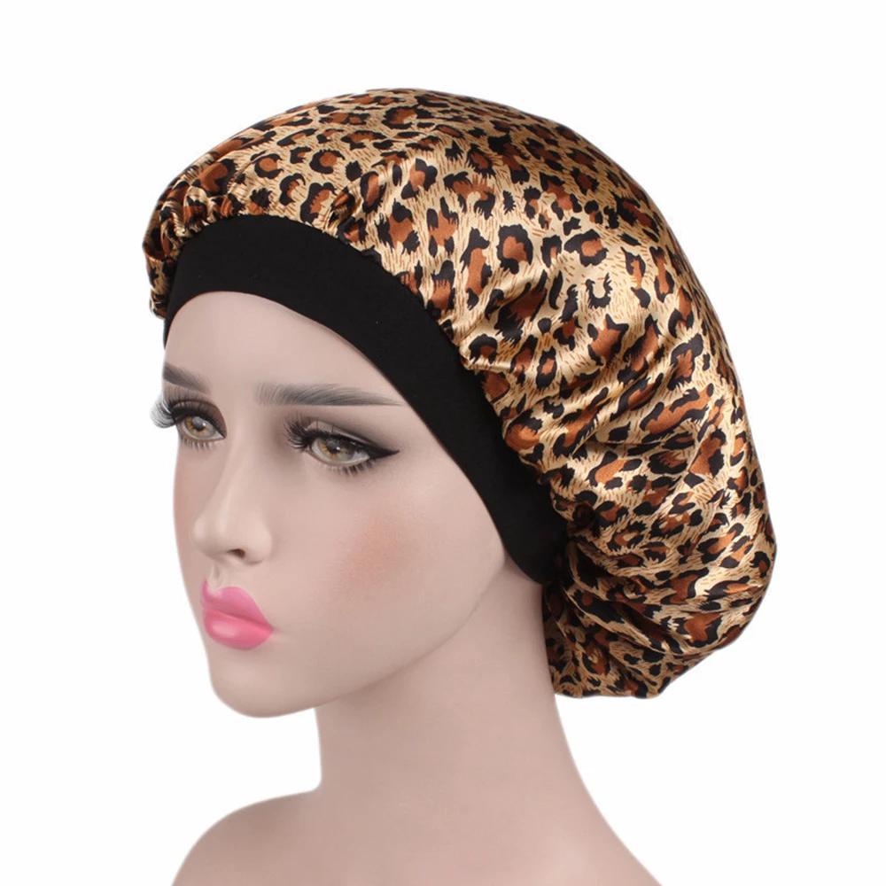 Hair Satin Bonnet For Sleeping Shower Cap Silk Bonnet Bonnet Femme Women Night Sleep Cap Head Cover Wide Elastic Band