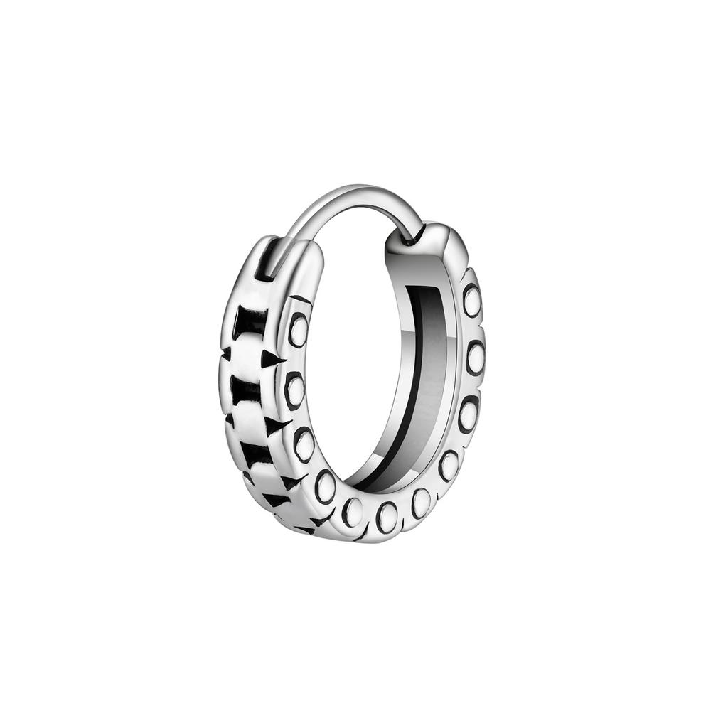 Vnox Ethnic Hoop Huggie Earrings for Men Boys, Anti Allergy Stainless Steel Rock Punk Round Earring Gifts To Boyfriend BFF