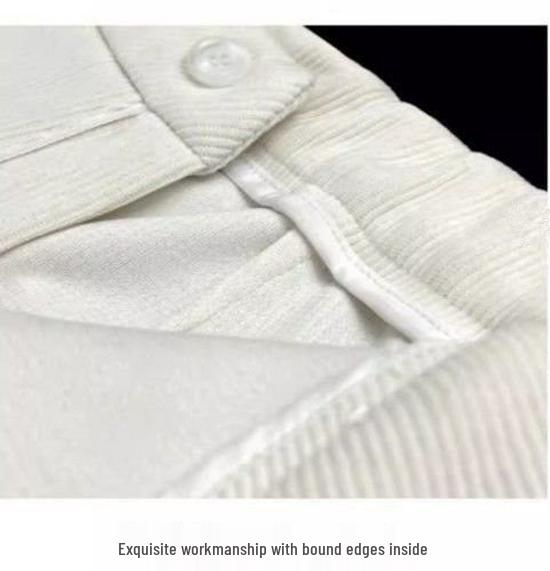 Women's High-Waisted White Chenille Corduroy Wide-Leg Pants - Spring/Summer Casual Trousers