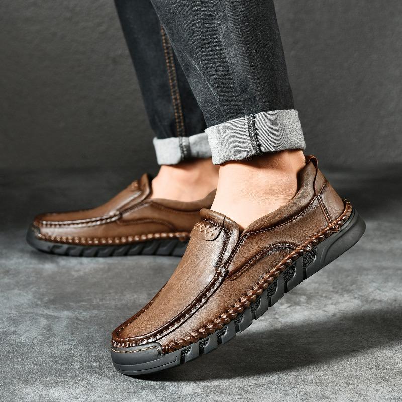 38-46 HOHO FAIR Spring/Fall Outdoor Leather Shoes Mens Car Driving Shoes Leather Large Size Ankle Boots Casual Shoes
